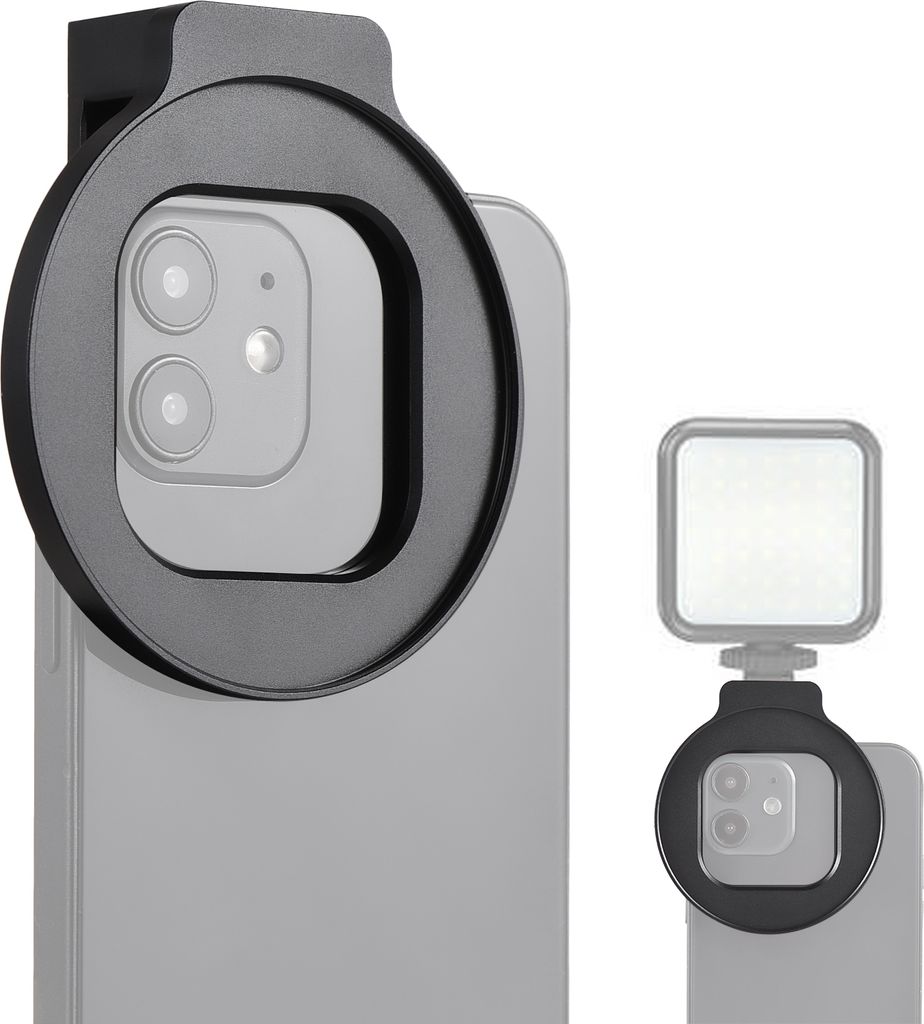 67 mm Telefonfilterhalterung, Gewindeobjektivfilterclip, Vollmetall mit Kaltschuhhalterung, Ersatz fuer iPhone 15/14/13/12