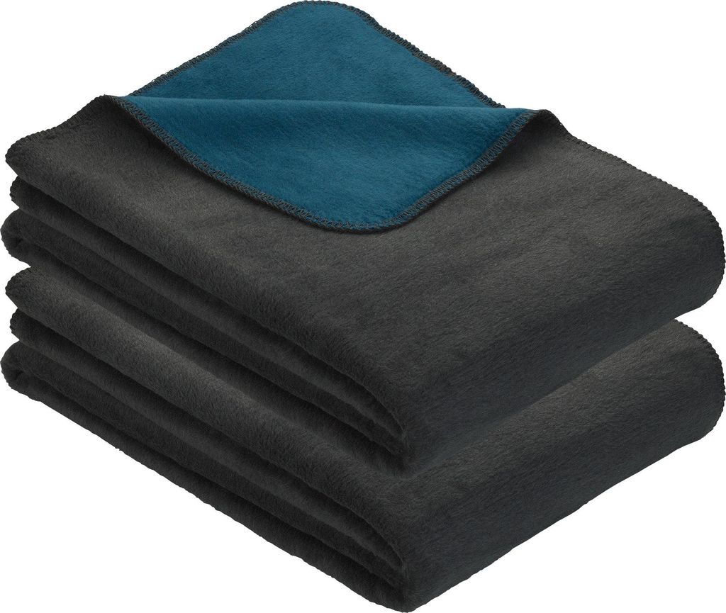 Erwin Müller Wohndecke Matera" 2er-Pack dunkelgrau/petrol 150x230 cm"
