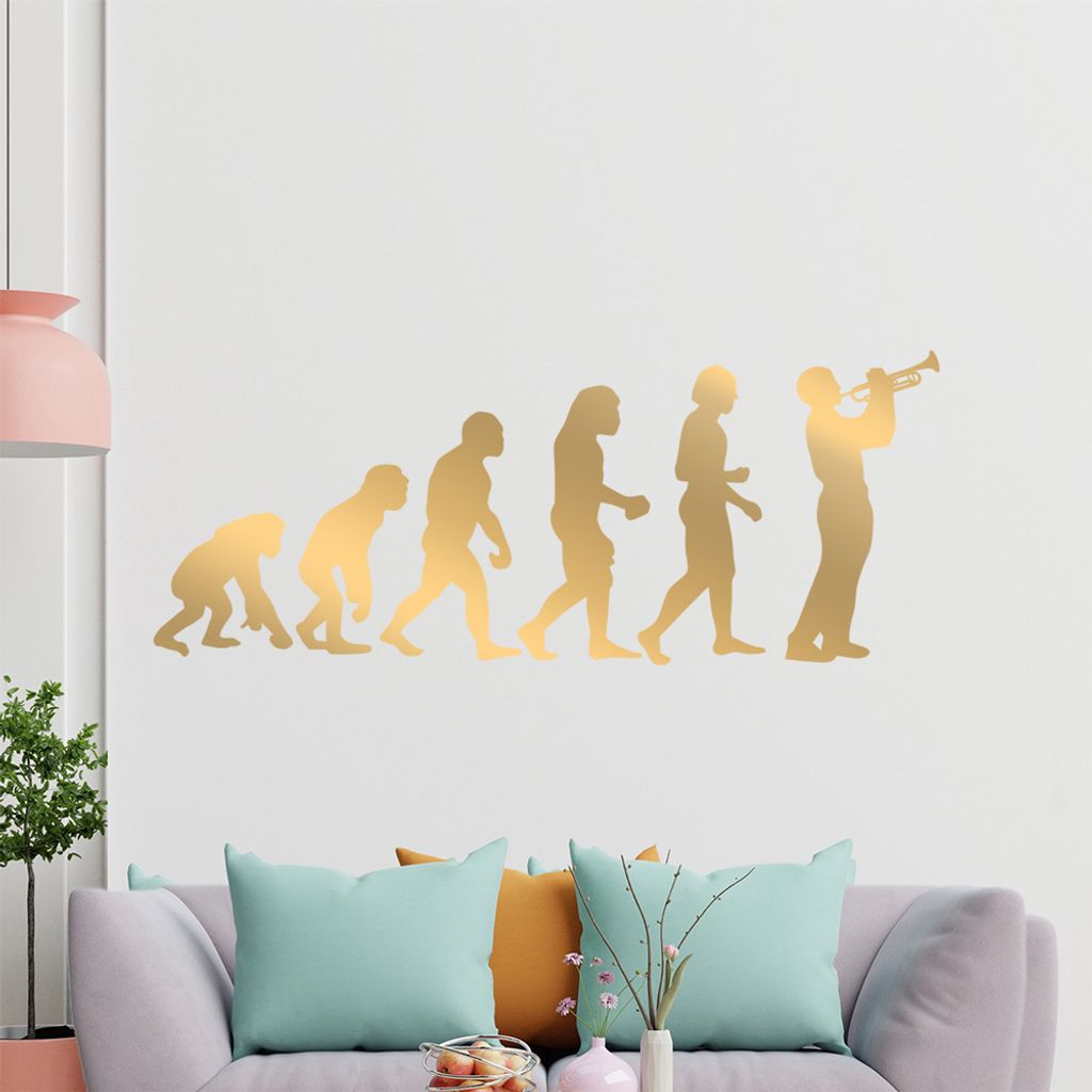 KIWISTAR Evolution - Trompete Blasen Instrument Klassik Jazz Orchester Wandtattoo in 6 Größen - Wandaufkleber Wall Sticker - Dekoration, Küche, ...
