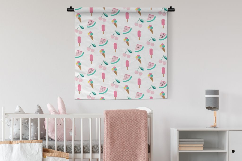 MuchoWow Wandteppich Wandbehang Sommer - Muster - Pastell 90x90 cm Tapisserie Dekoration Wandtuch - Wandaufhänger