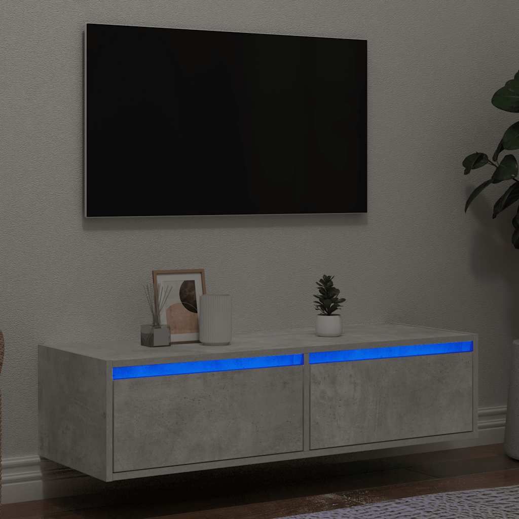 "2026 Promotion" TV-Schrank - TV-Lowboard - mit LED-Leuchten - Betongrau 100x35,5x25 cm - TV-Regal CC32073