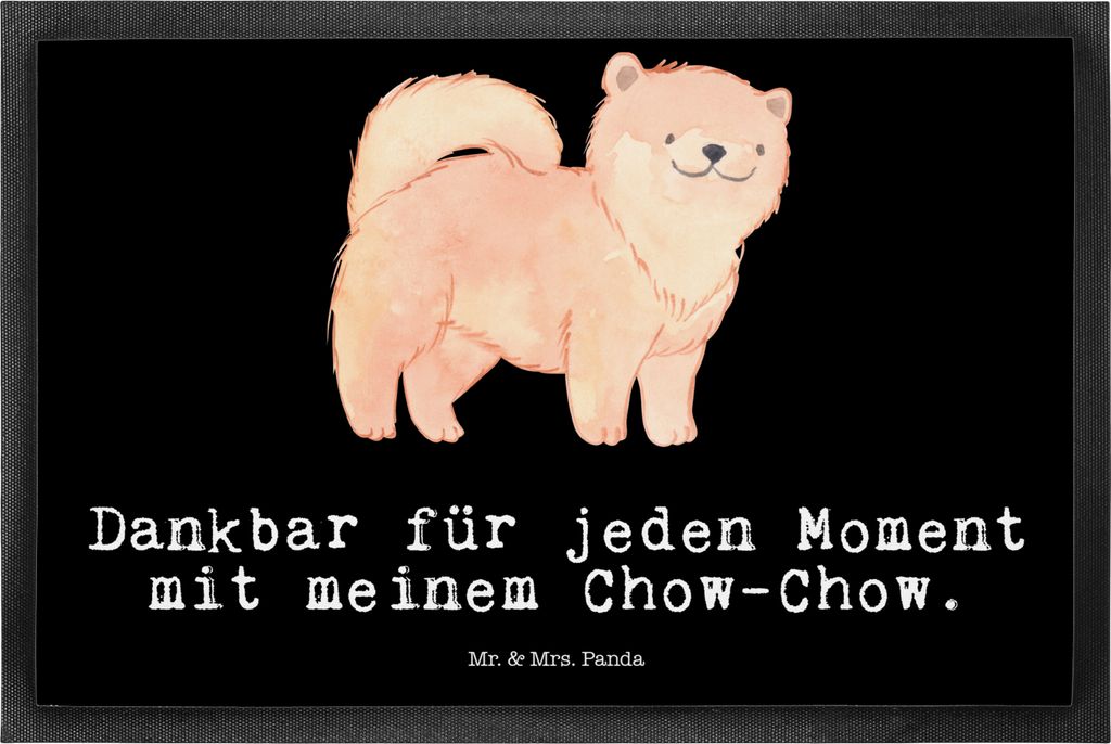 Mr. & Mrs. Panda Fussmatte Chow-Chow Moment 50 x 75 cm - Schwarz - Geschenk, Schmutzfangmatte, Schmutzmatte, Asiatischer Spitz, Fußabtreter, Boden...