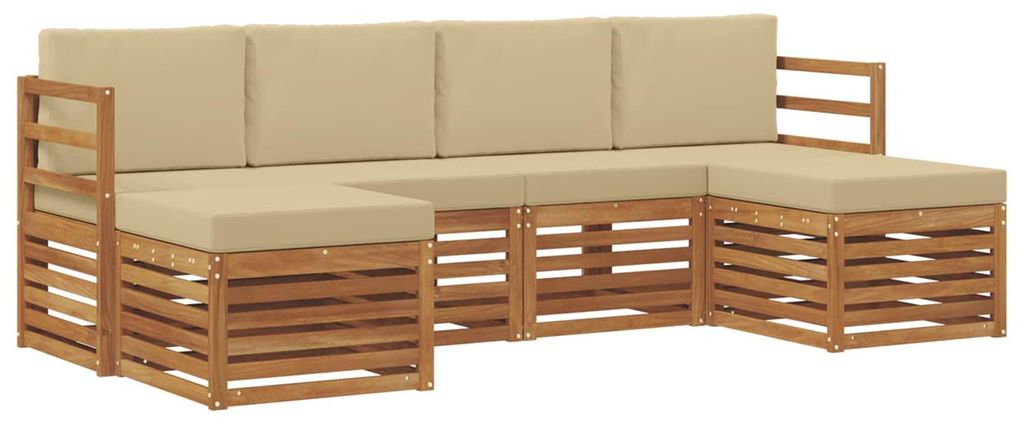 vidaXL Sofagarnituren 6 pcs Natur und Beige Massivholz Akazie