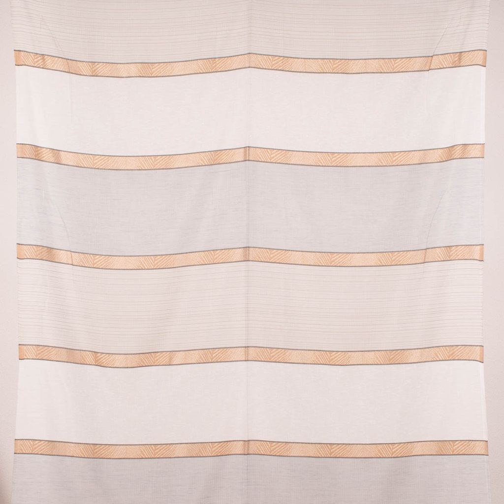 Gardinenstoff Dekostoff Voile halbtransparent Streifen beige braun grau 1,50m Breite