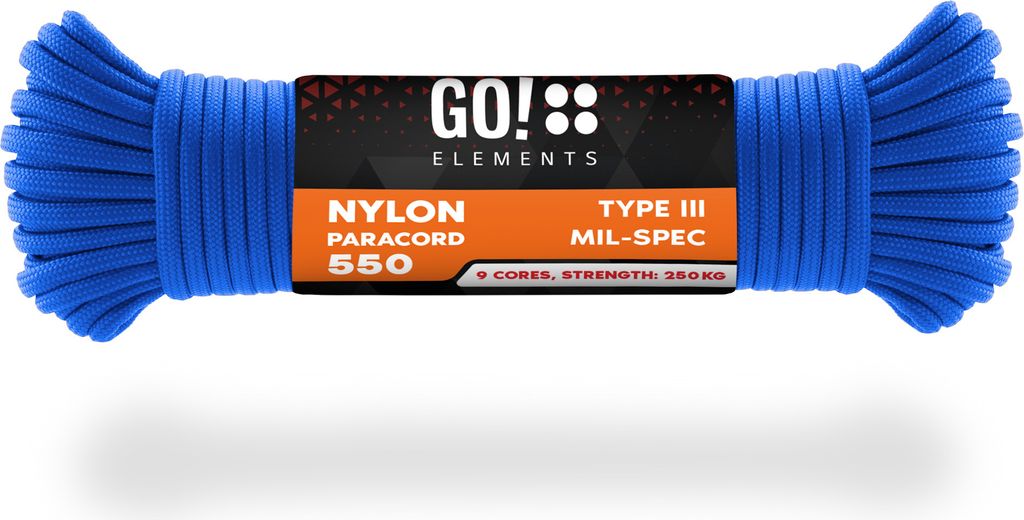 GO!elements 15m Paracord Seil aus reißfester Nylonschnur - 4mm Paracord 550 Typ III Schnur - geeignet als Allzweckseil & Reepschnur - Max. 250kg, ...