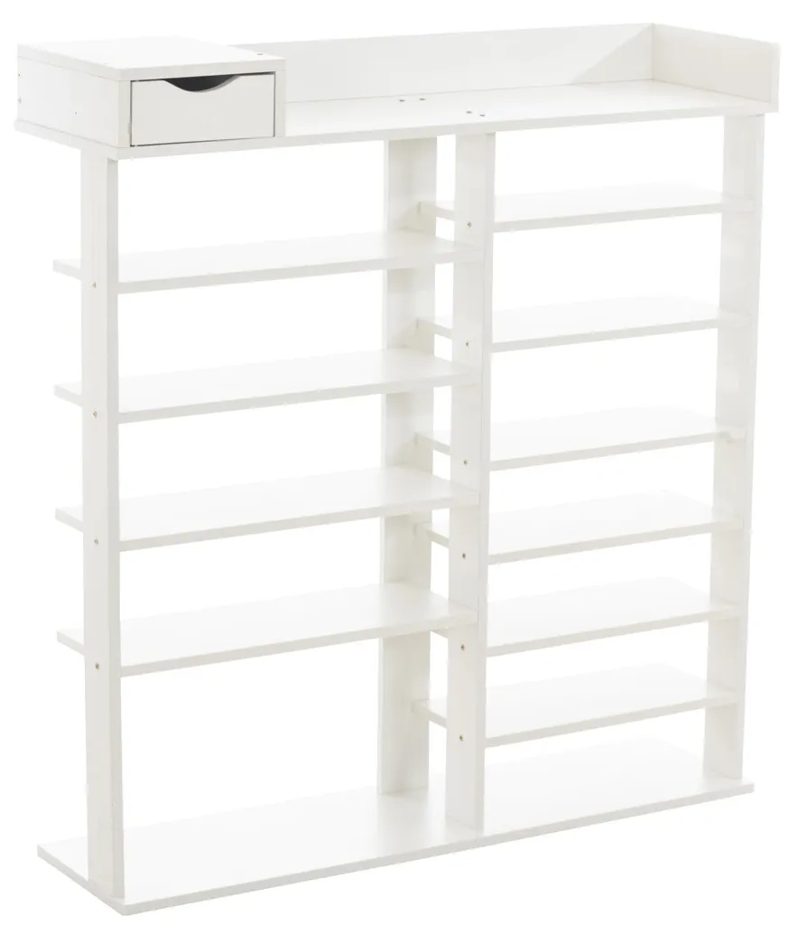 Rangement chaussures bois blanc Kristina CLP compact à compartiments