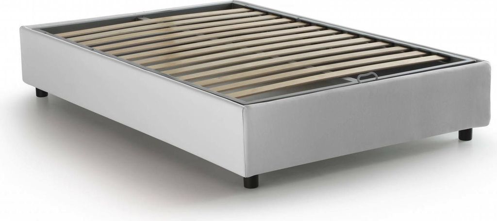 Quadratisches und halbes Bett Nicole, Containerbett mit Stoffbespannung, 100% Italy, Frontöffnung, passend für Matratze Cm 120x190, Weiß