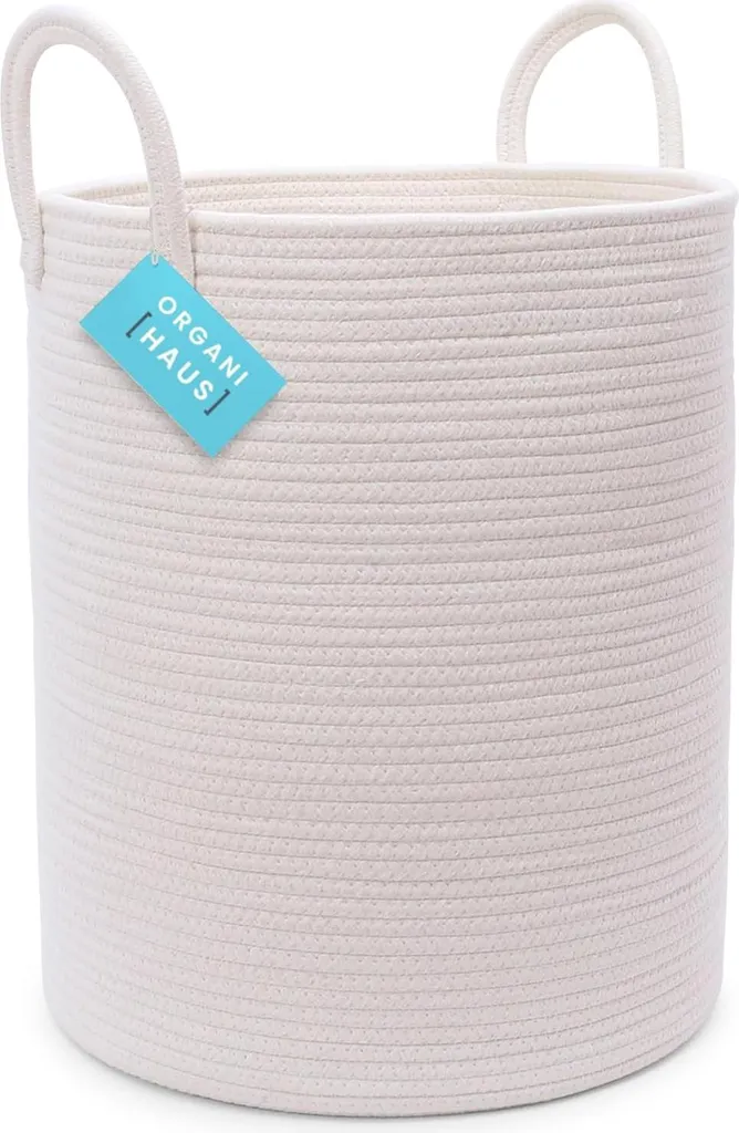 Panier de rangement en osier tissé blanc - Grand modèle pour la maison