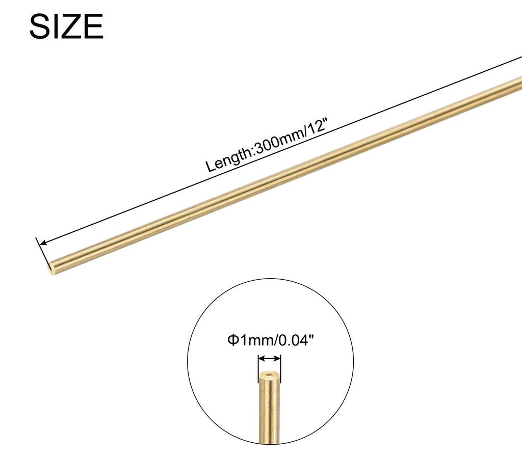 1mm x 300mm Messing Rundstab, Metall Massivwelle Stangen Drehbank Barren Lager fš¹r DIY Basteln Modellauto Hubschrauber Flugzeug 10 Stš¹ck