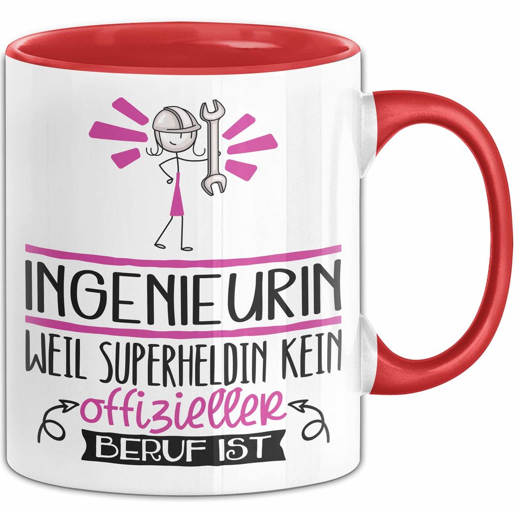 Ingenieurin Geschenk Tasse Lustiger Spruch Ingenieurin Weil Superheldin Kein Offizieller Beruf Ist Geschenkidee (Rot)