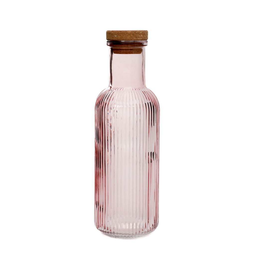 HOMLA NATIA geriffelte Karaffe mit Stopfen rosa 1 l Produktbild 