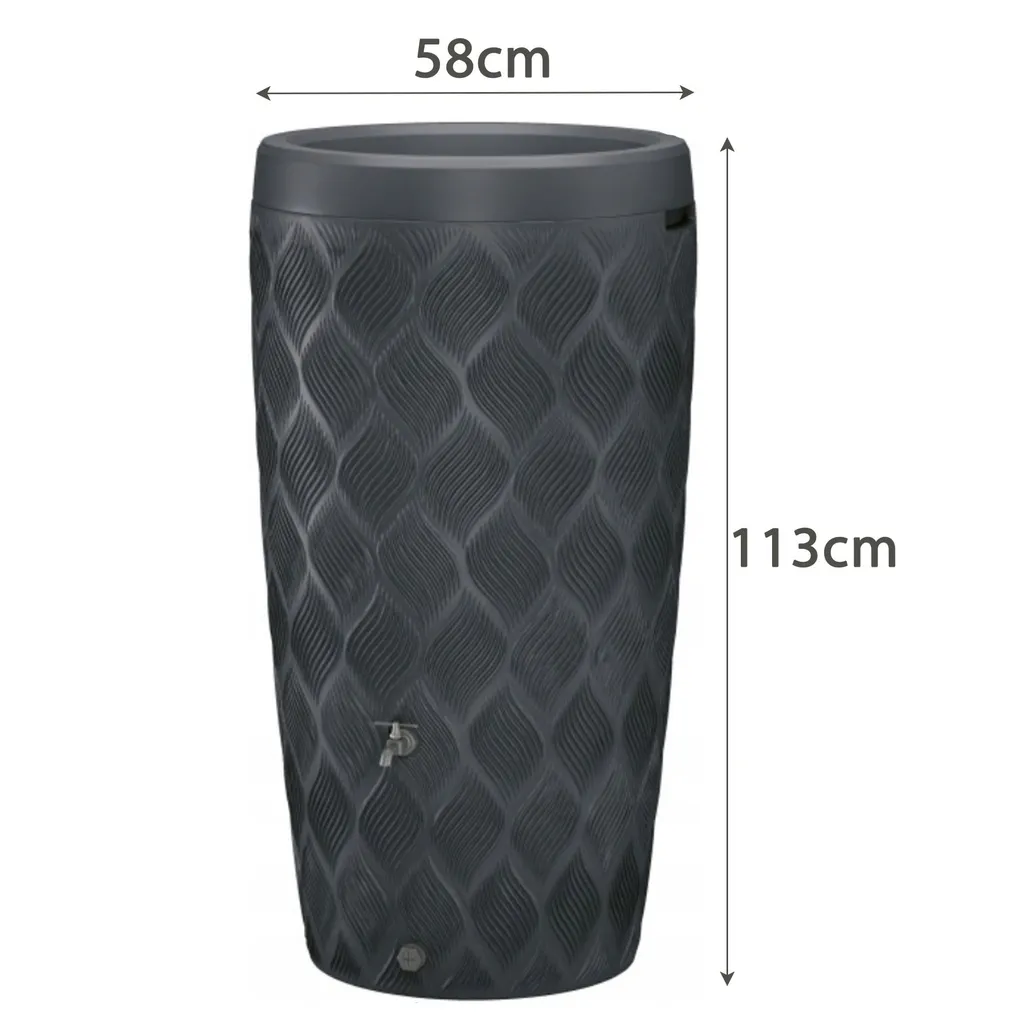 Cuve à eau 240L avec robinet de vidange et jardinière anthracite