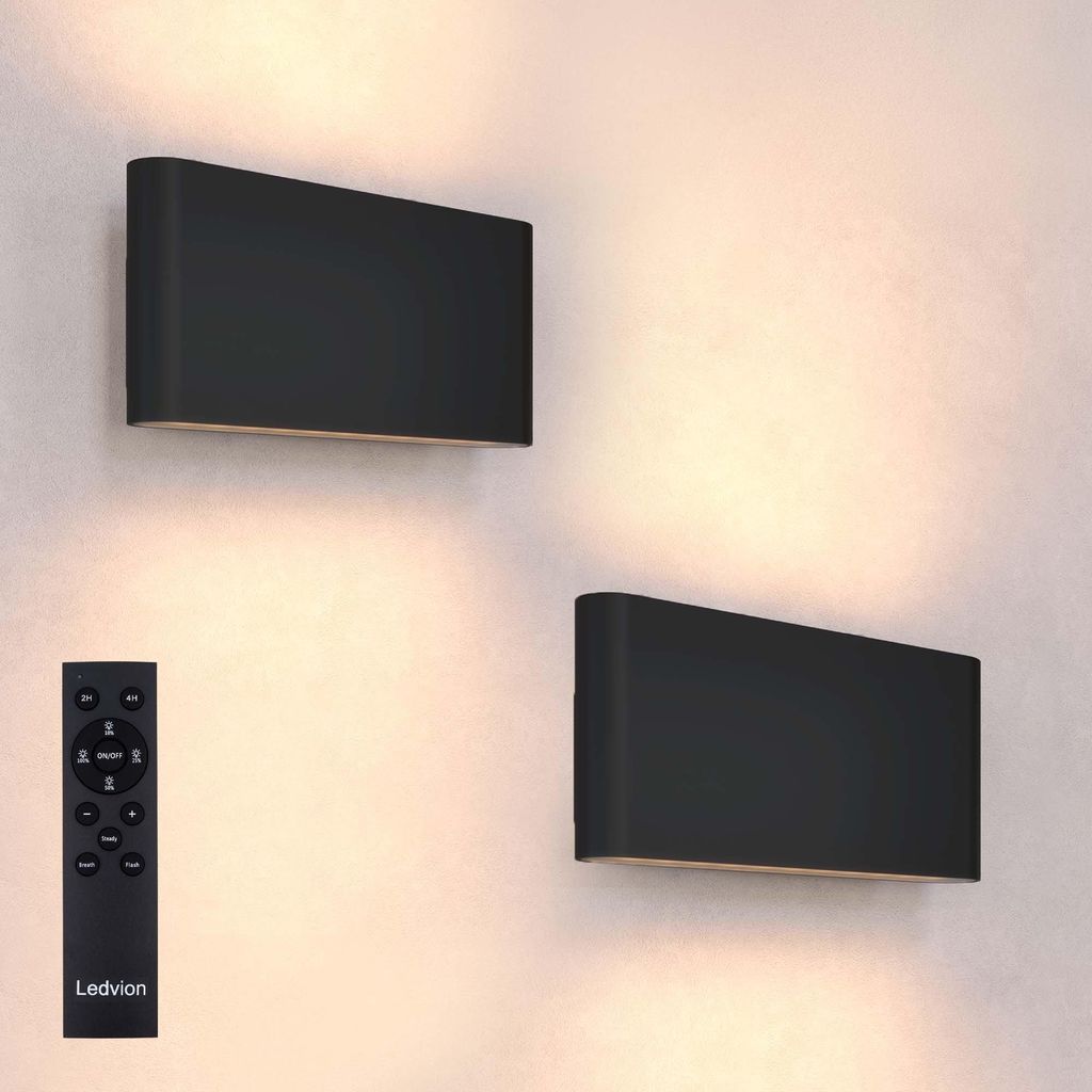 Ledvion 2x LED Wandleuchte USB Aufladbar mit Fernbedienung Produktbild 