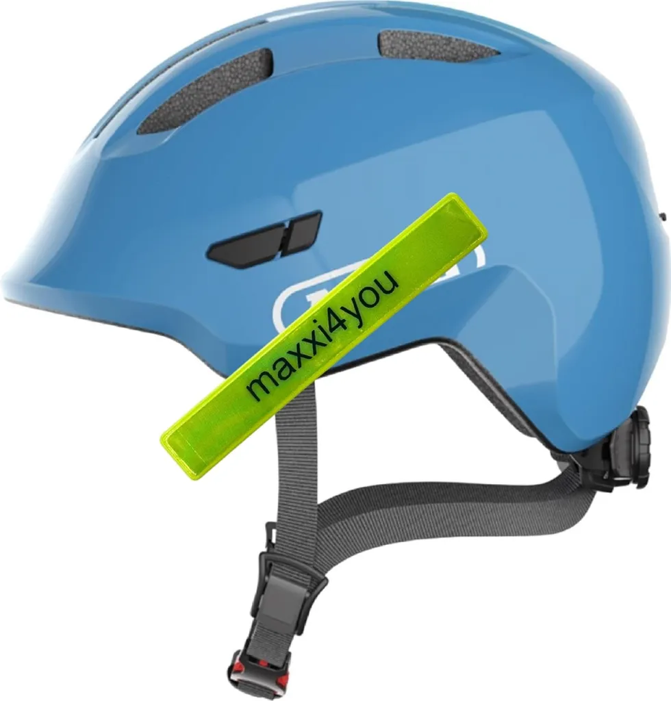 Casque vélo bébé Abus Smiley 3.0 bleu avec réflecteurs maxxi4you S