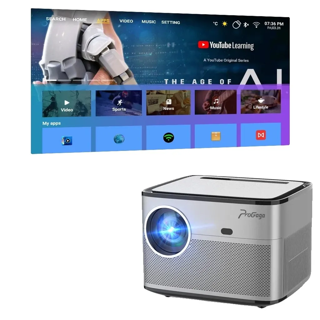 Projecteur 15000 Lumens Full HD Autofocus avec Système Android Intégré