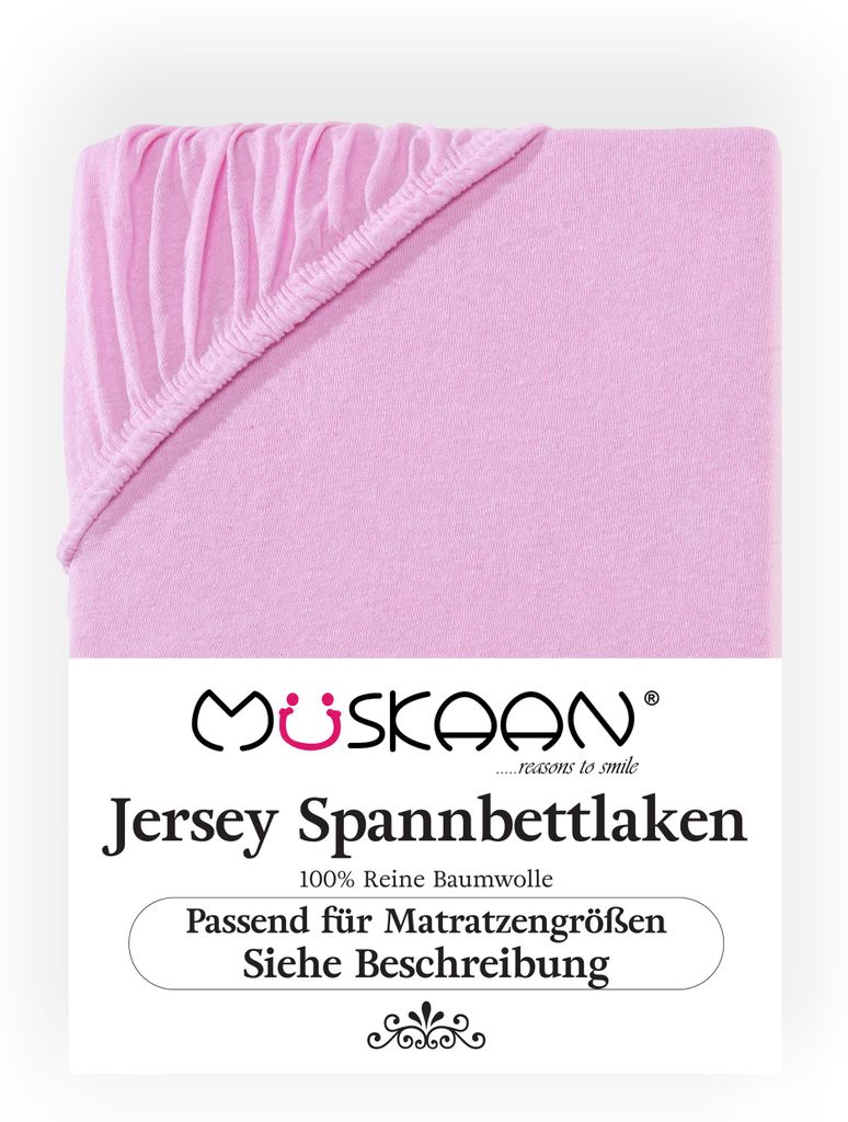 Müskaan Jersey Spannbettlaken 180x200 - 200x200 cm rosa bis Produktbild 