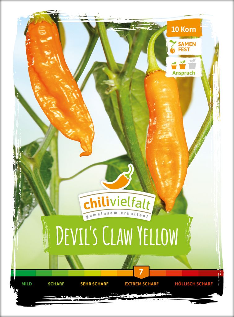 Chili Devil`s Claw Yellow | Chilisamen von Chilivielfalt, Einzelartikel / komplette VE:Einzelartikel