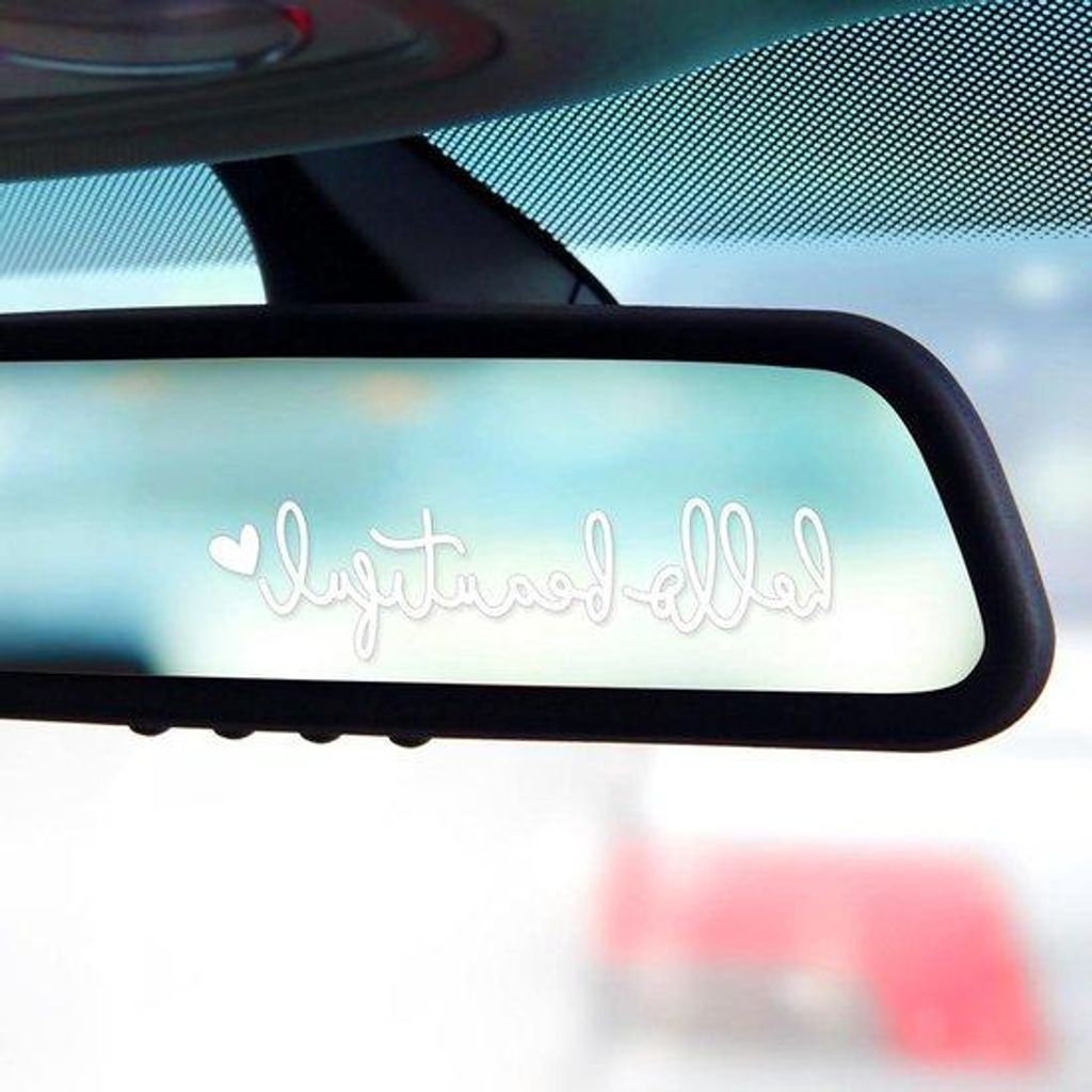 Auto Spiegel Stickers Set, 3 stuks, Positieve Bevestiging voor Achteruitkijkspiegel, Auto Raam Accessoires voor Vrouwen, Wit