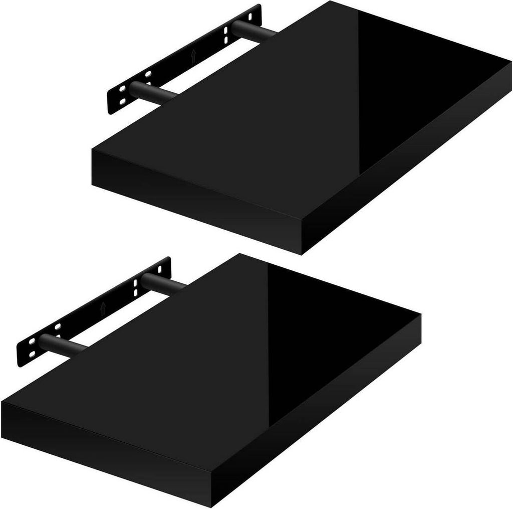 WOLTU 2er-Set Wandregal, Schweberegal, Holz Board, Schwarz Produktbild 