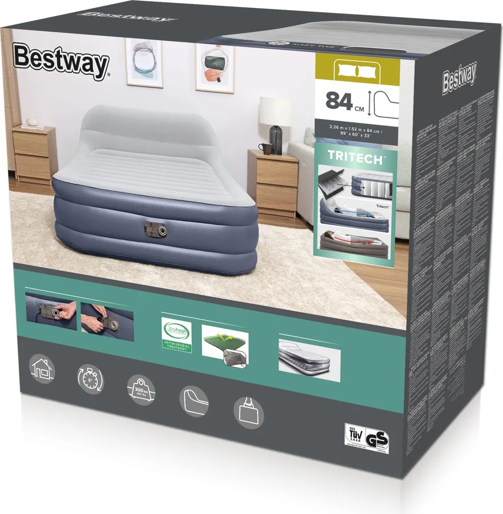 Matelas gonflable anti-affaissement Tritech Queen 152 cm avec pompe auto
