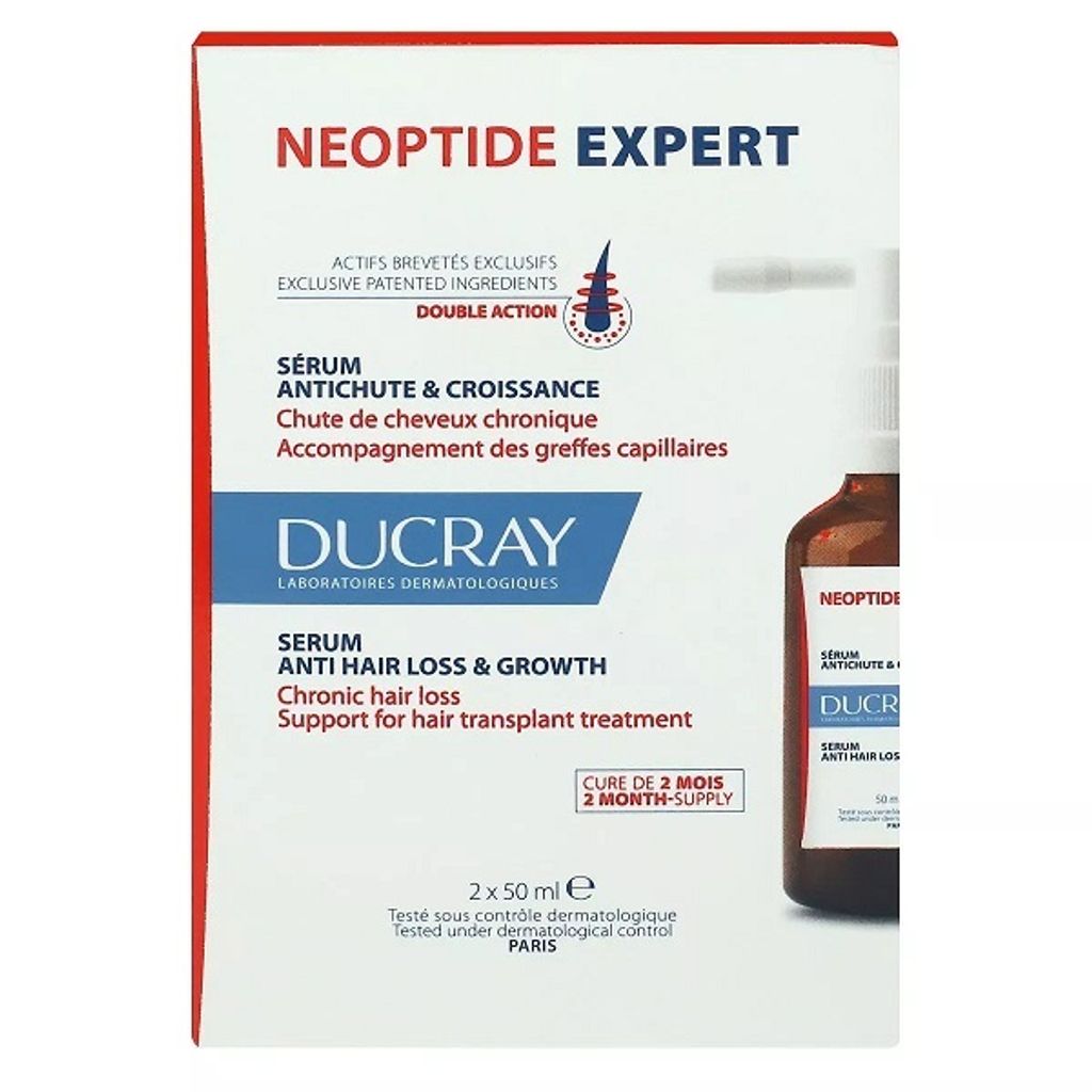 The image shows the packaging of a hair loss serum.