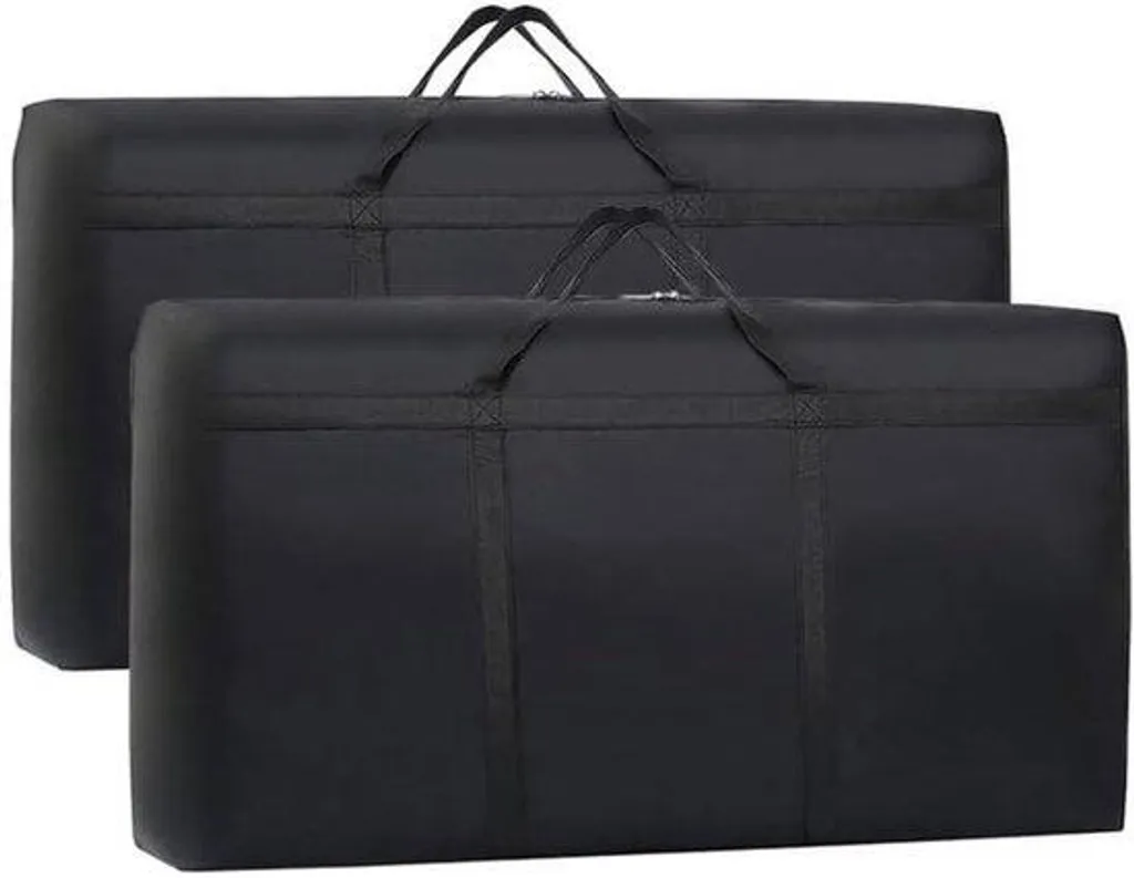 Lot de 2 Grands Sacs de Rangement 90L en Toile Oxford Noirs 80x45x25cm