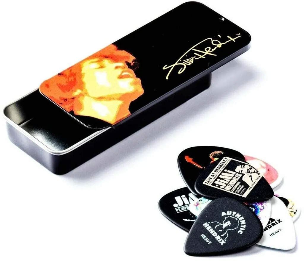Coffret collector Dunlop JH-PT03H avec 12 médiators Jimi Hendrix variés