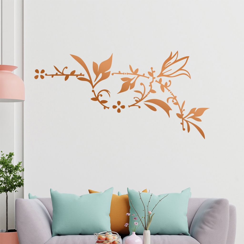 Blume - Ranken Wandtattoo in 6 Größen - Wandaufkleber Wall Sticker - Dekoration, Küche, Wohnzimmer, Schlafzimmer, Badezimmer