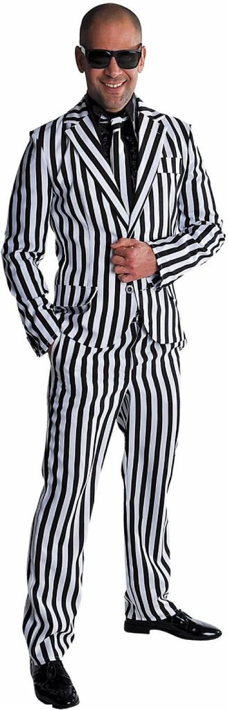 M215298-S Herren Streifenanzug Gangsteranzug weiß-schwarz Produktbild 