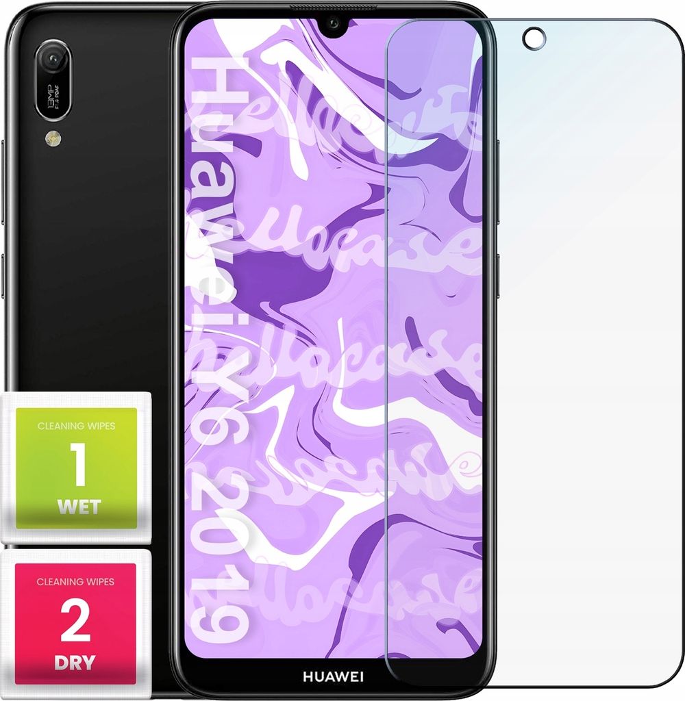Glas für HUAWEI Y6 2019 Panzerglas Panzerfolie Schutzglasfolie Displayschutzglas Echt Glas Schutz Folie Display Glasfolie 9H HELLOCASE