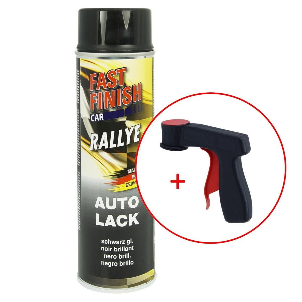 FastFinish Fast Finish Rallye Lack schwarz glänzend 500 ml. + 1 Spraydosen Handgriff
