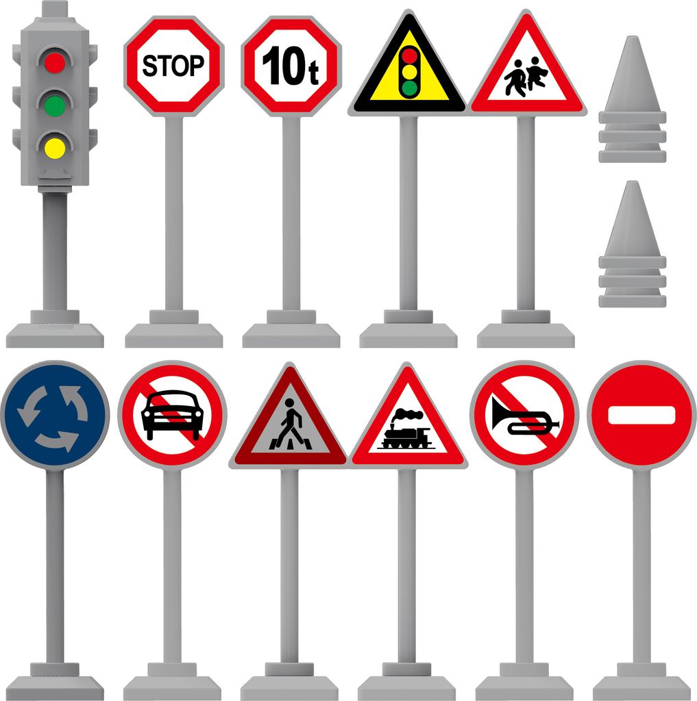 Set Verkehrszeichen 10 Stück aus Kunststoff Produktbild 