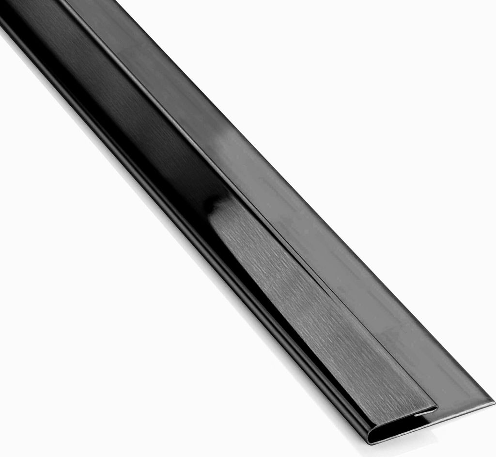 Vinyl Abschluss- / Einfassprofil Edelstahl V2A L250cm H2mm, schwarz anthrazit gebürstet