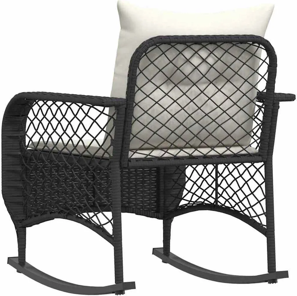 Poltrona a Dondolo Outdoor vidaXL Polirattan Nero e Design Elegante - 6
