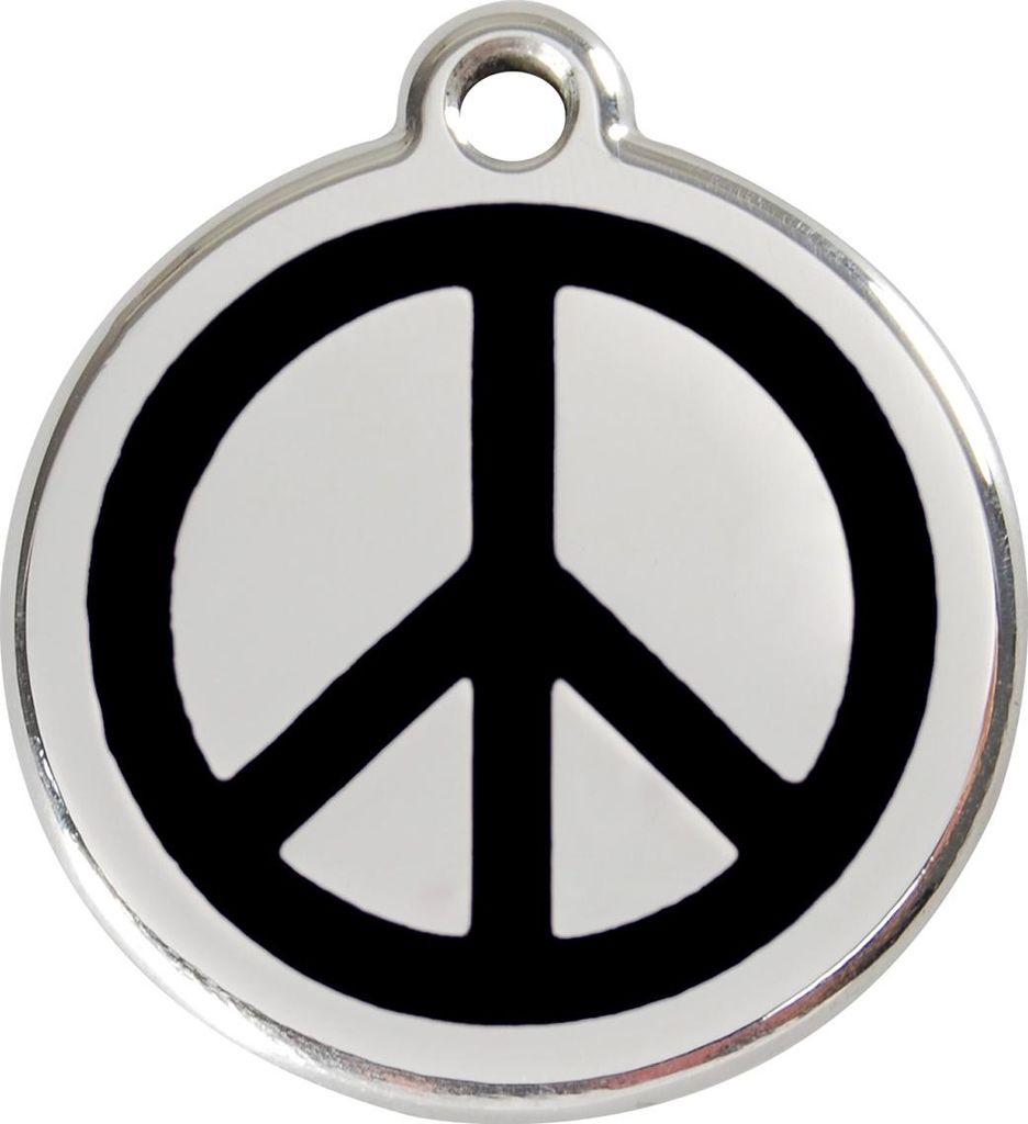 RedDingo Hundemarke mit individueller Gravur Peace schwarz, Größe: S