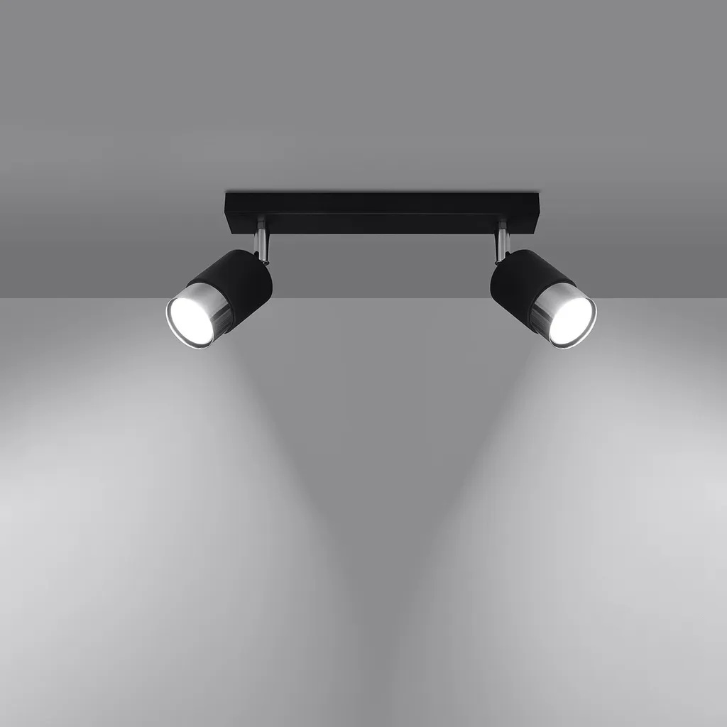 Plafonnier Noir Compact 2 Spots : Solution Éclairage Espaces Faibles - 13