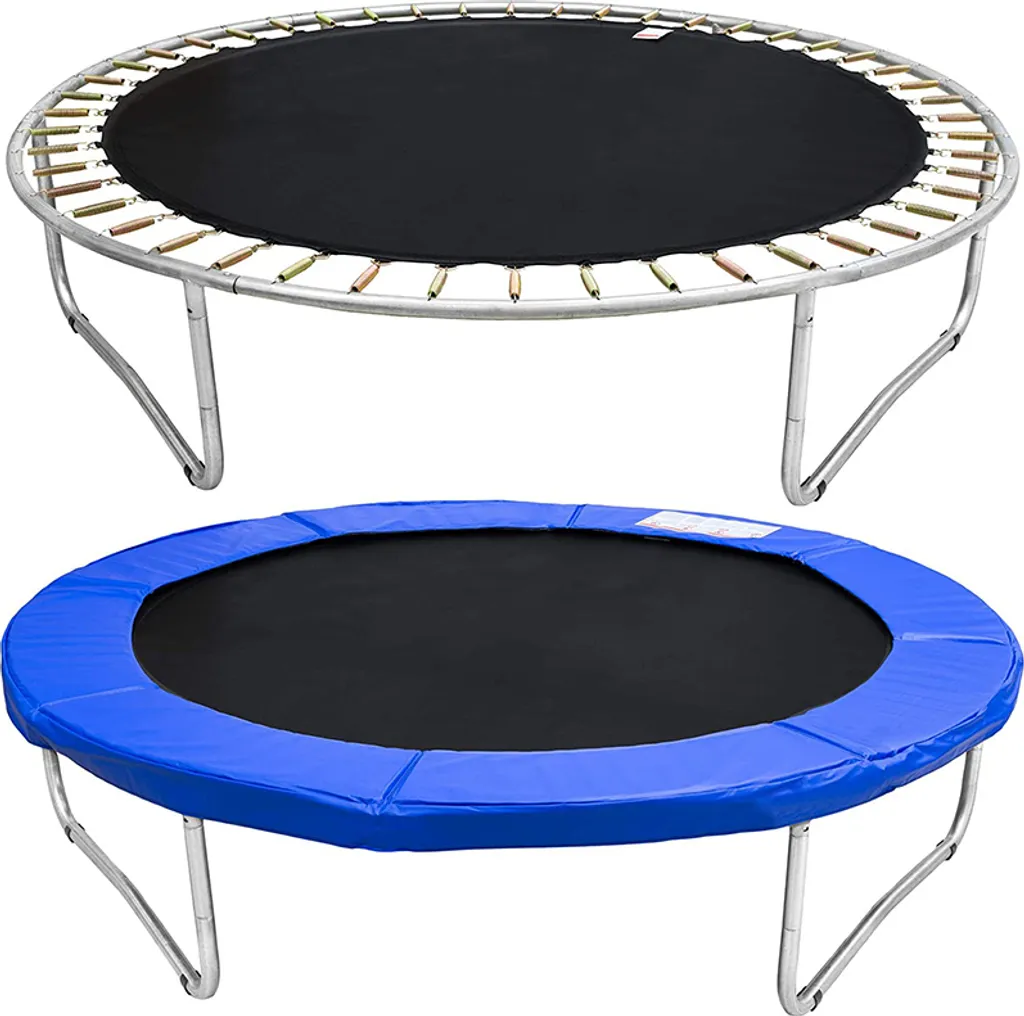Trampoline enfant Ø152cm bleu robuste avec filet haute sécurité intégré - 6