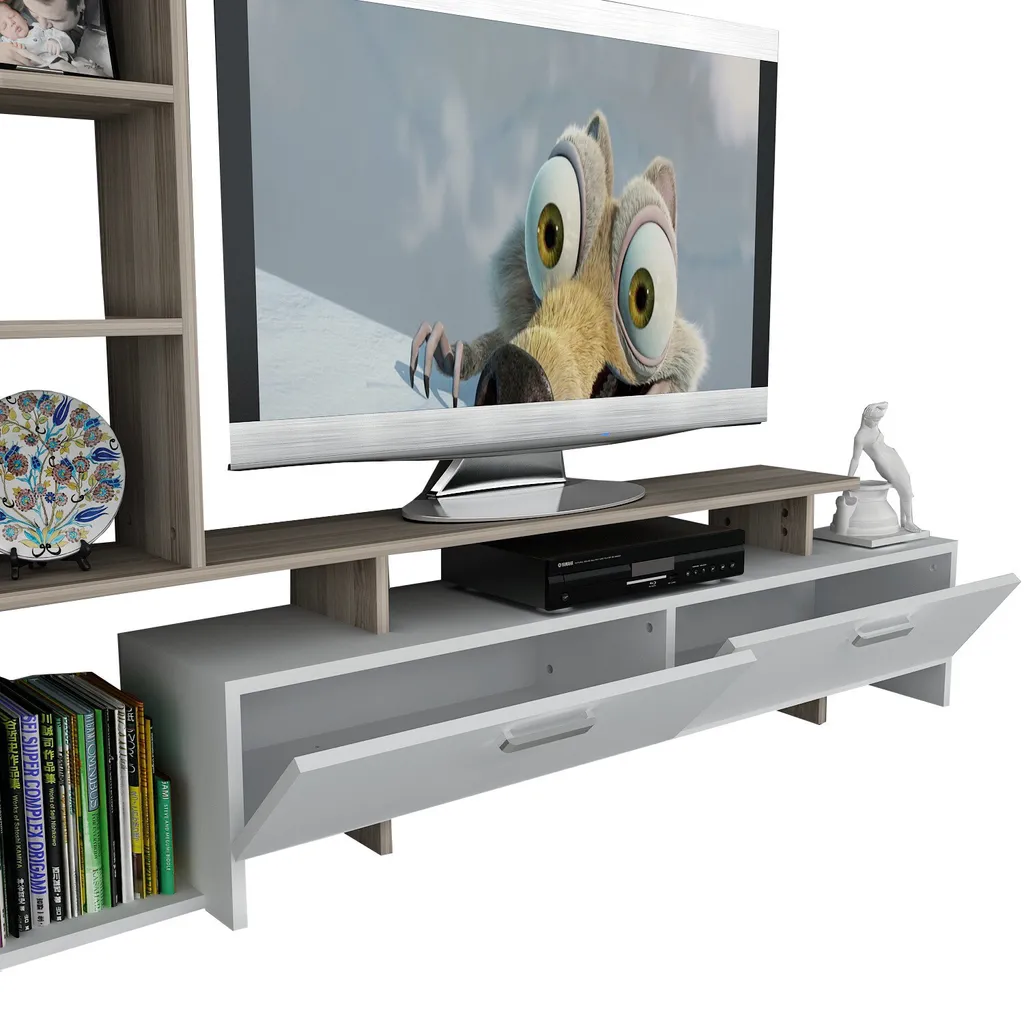 Meuble TV Mural Blanc Şimal : Solution Rangement et Design Grand Format - 3