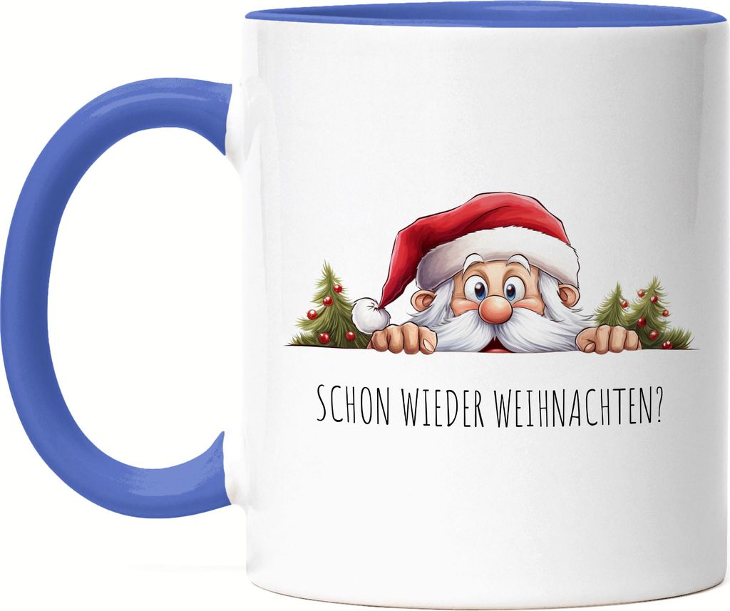 Schon wieder Weihnachten? Süßer Weihnachtsmann Tasse Blau Weihnachten Christmas Nikolaus Advent
