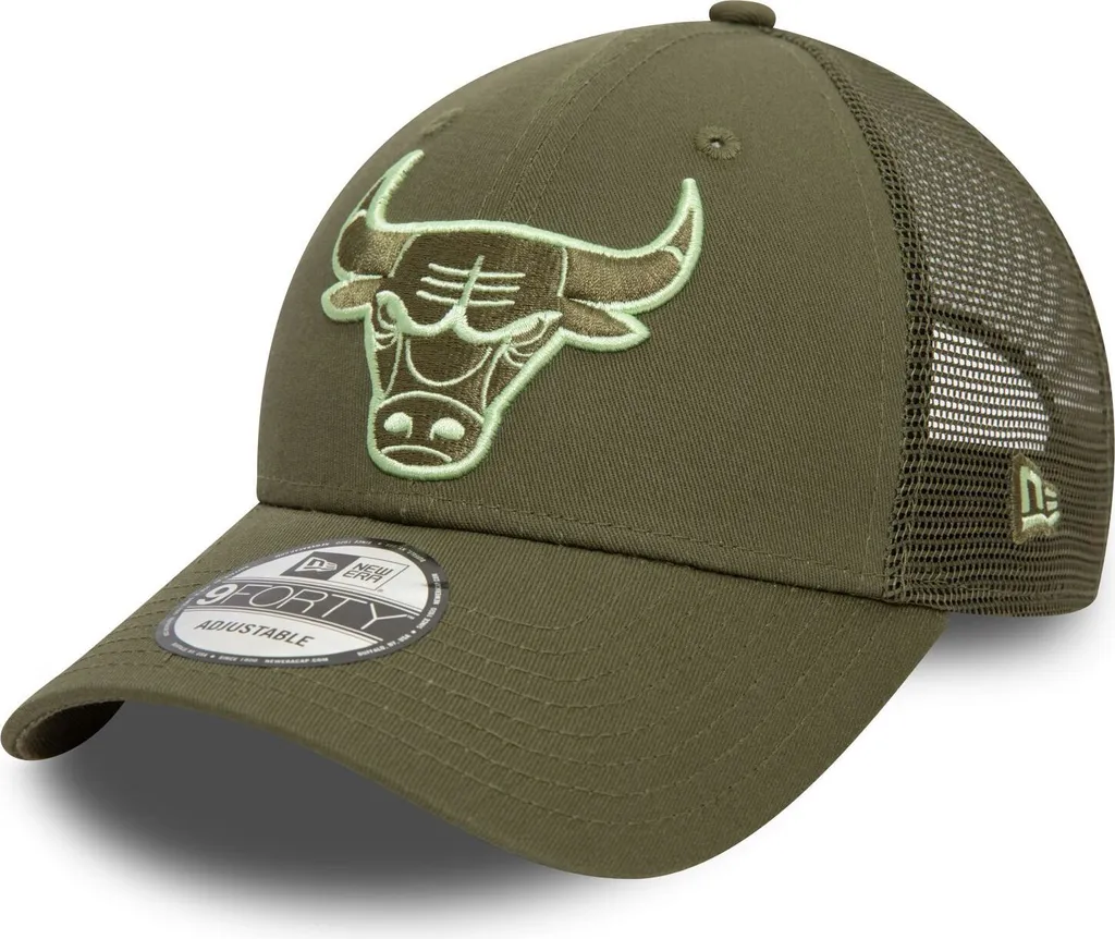 Casquette NBA Chicago Bulls Olive pour l'Été - New Era 9Forty Trucker