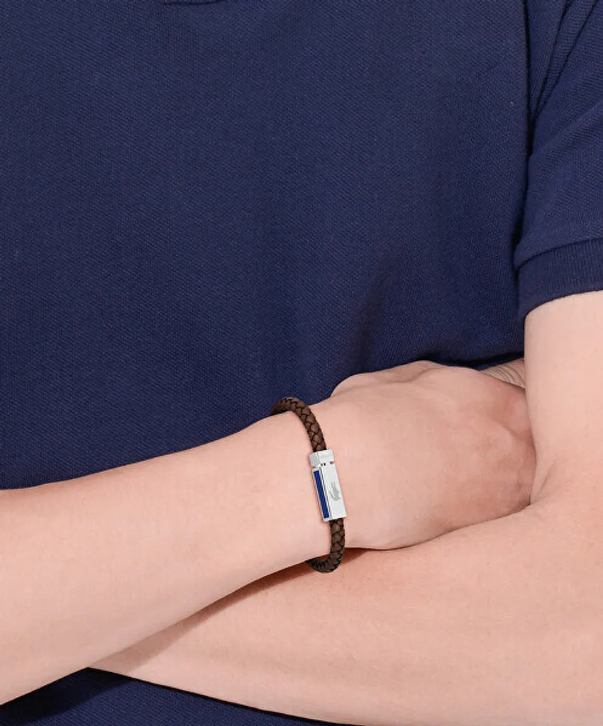 Bracciale Uomo Rockel 2040450: Pelle Intrecciata Marrone e Acciaio