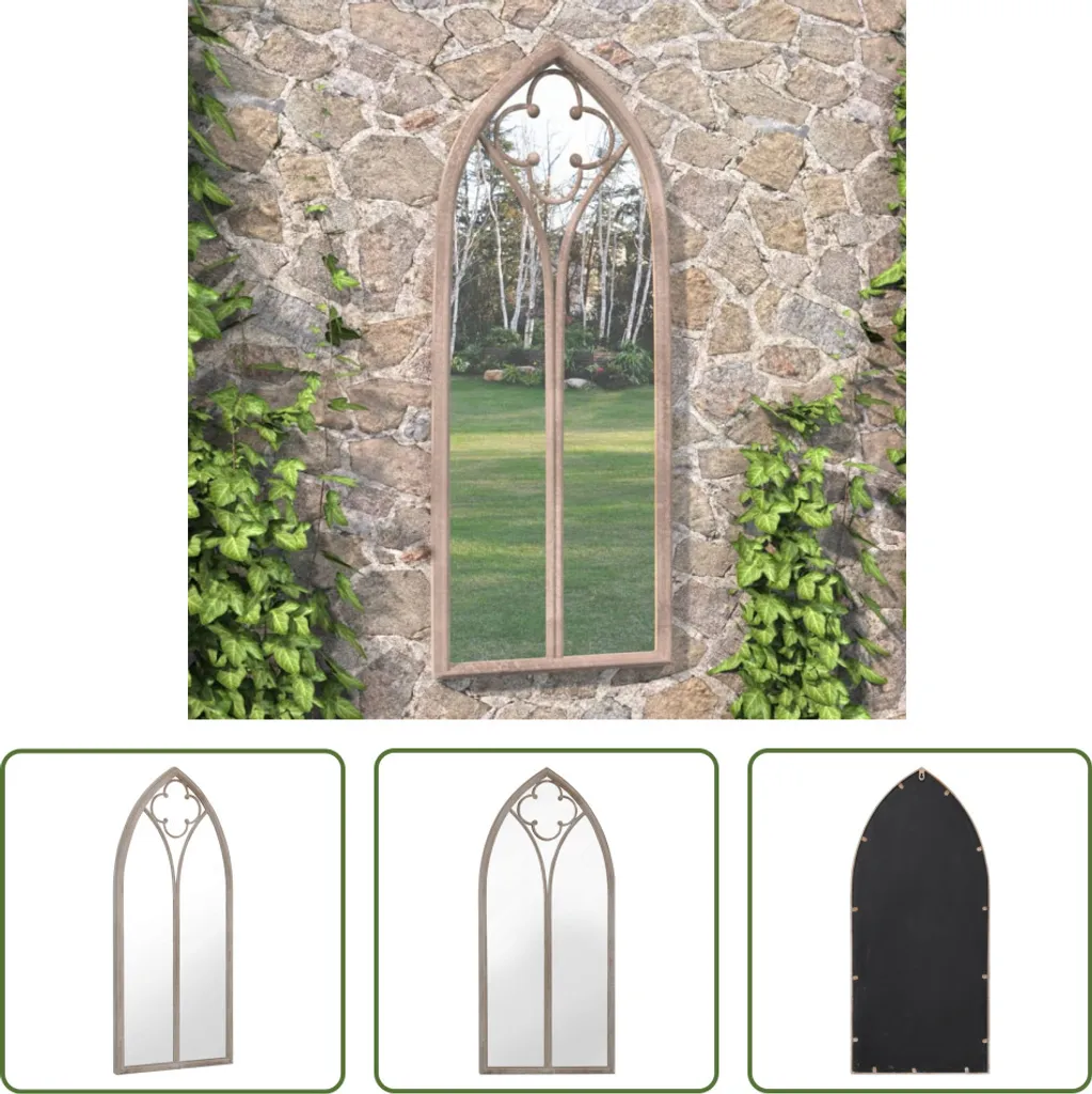 Specchio Vintage da Giardino 70x30 cm in Ferro Sabbia - Arredo Retro