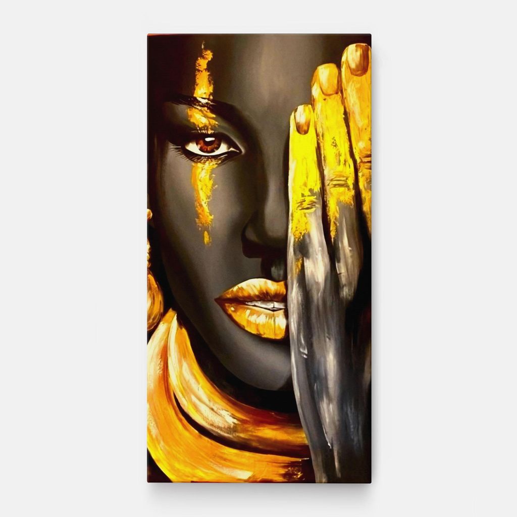 ARTHUB Leinwandbild 40x80 cm, Golden African Women | Wohnzimmerdekoration, Hängende Bilder, Wanddekoration, Heimdekoration, Frauen, Afrikanische...
