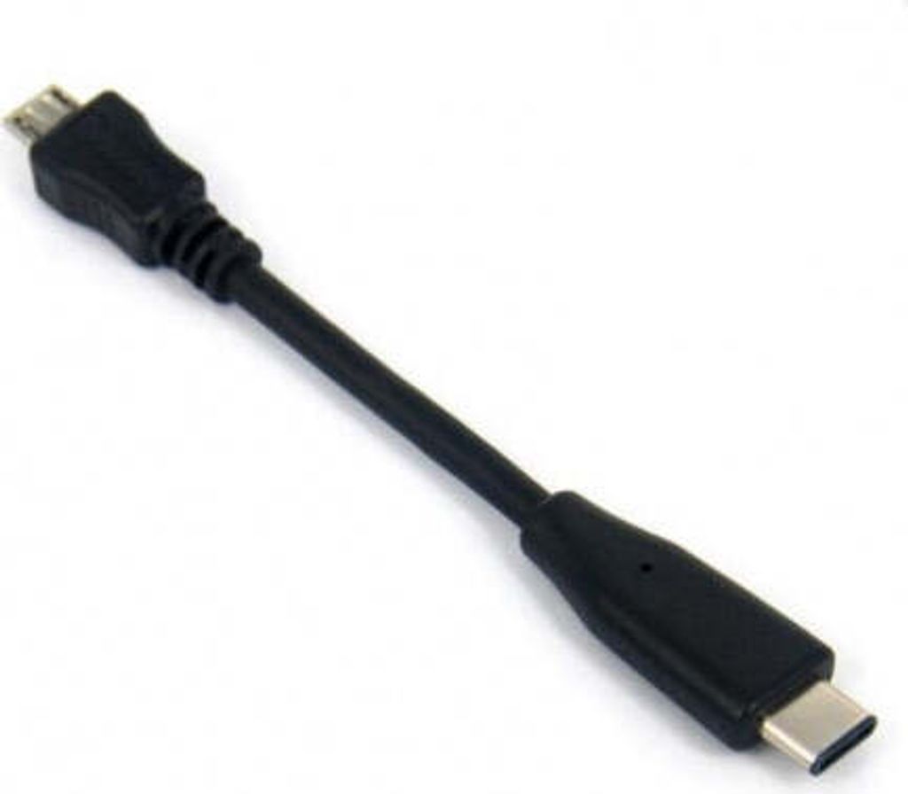 System-S USB Type C 3.1 zu Micro USB 2.0 Host Adapter OTG On the Go Host Kabel 10 cm in Schwarz
