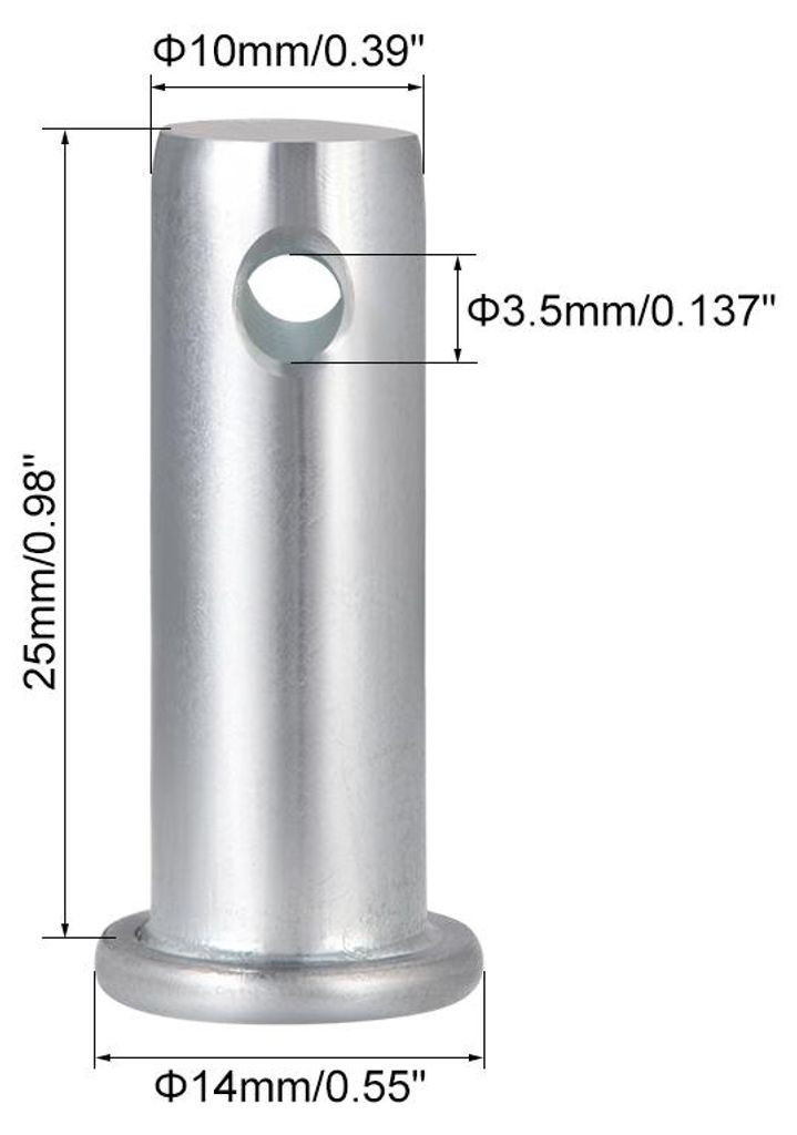 10 Stš¹ck Steckbolzen Last?senbolzen Einloch Gabelbolzen 10mm x 25mm Splintstift Flach Kopf verzinkter Stahl