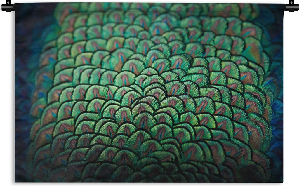 MuchoWow Wandteppich Wandbehang Pfau - Federn - Muster 120x80 cm Tapisserie Dekoration Wandtuch - Wanddekorationen - Wandtücher