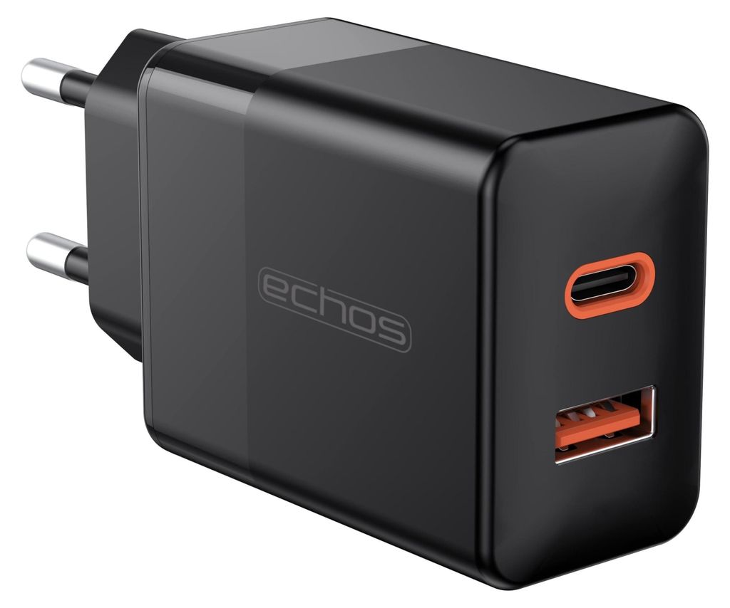 Echos 33W Dualport USB-C + USB-A Schnellladegerät | QC3.0, PD und PPS | Sehr breite Kompatibilität | Kompatibel mit Apple iPhone 12/13/14, Samsun...