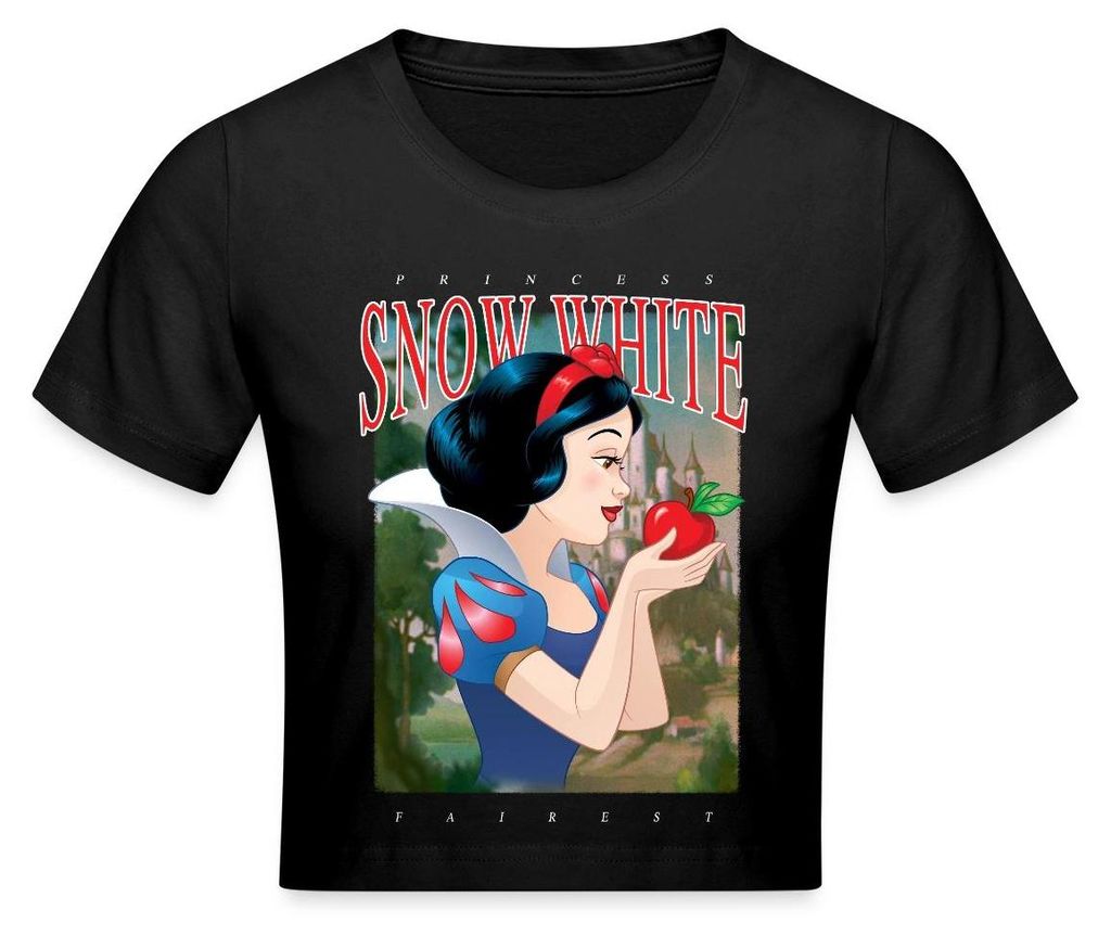 Schneewittchen Profilansicht Mit Rotem Apfel Crop Top, XL, Schwarz
