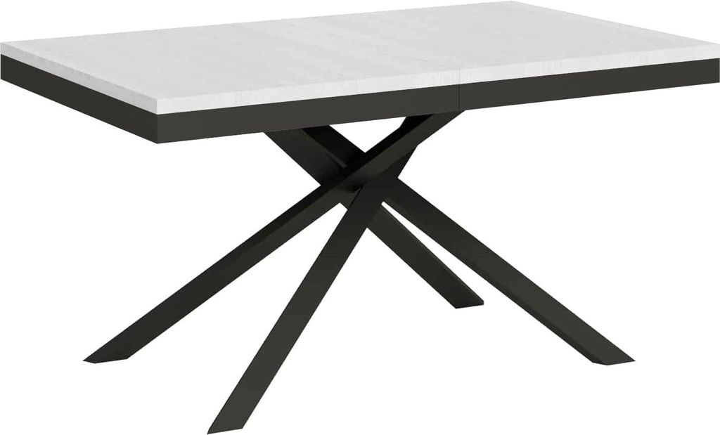 ITYHOME - Ausziehtisch 160/264x90 cm Karida Evolution Esche weiß Gestell und Füße Anthrazit