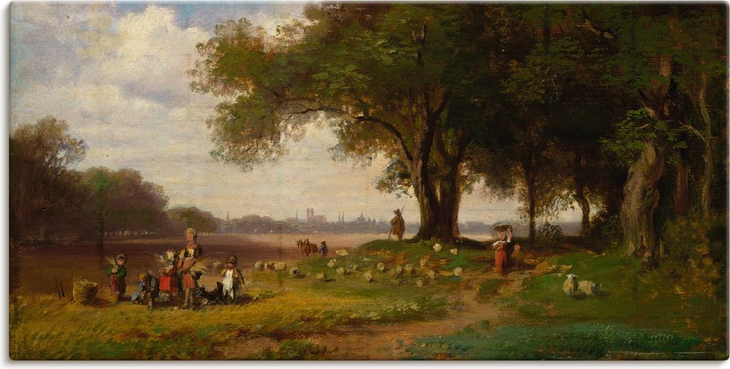ARTland Leinwandbild Landschaft vor München mit Schäfer Größe: 150x75 cm